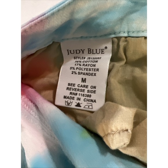 JUDY BLUE Stretch Denim Shorts Pastel Tie Dye Cut Off Raw Hem Women's SZ MED - Picture 14 of 16